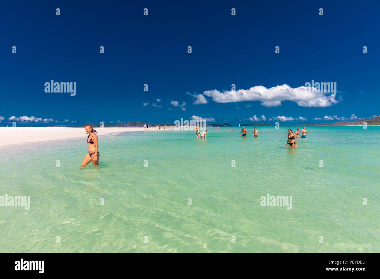 WHITSUNDAYS, AUSTRALIE - 22 septembre 2017 : AMAZING Whitehaven Beach dans les Whitsunday Islands, Queensland, Australie Banque D'Images