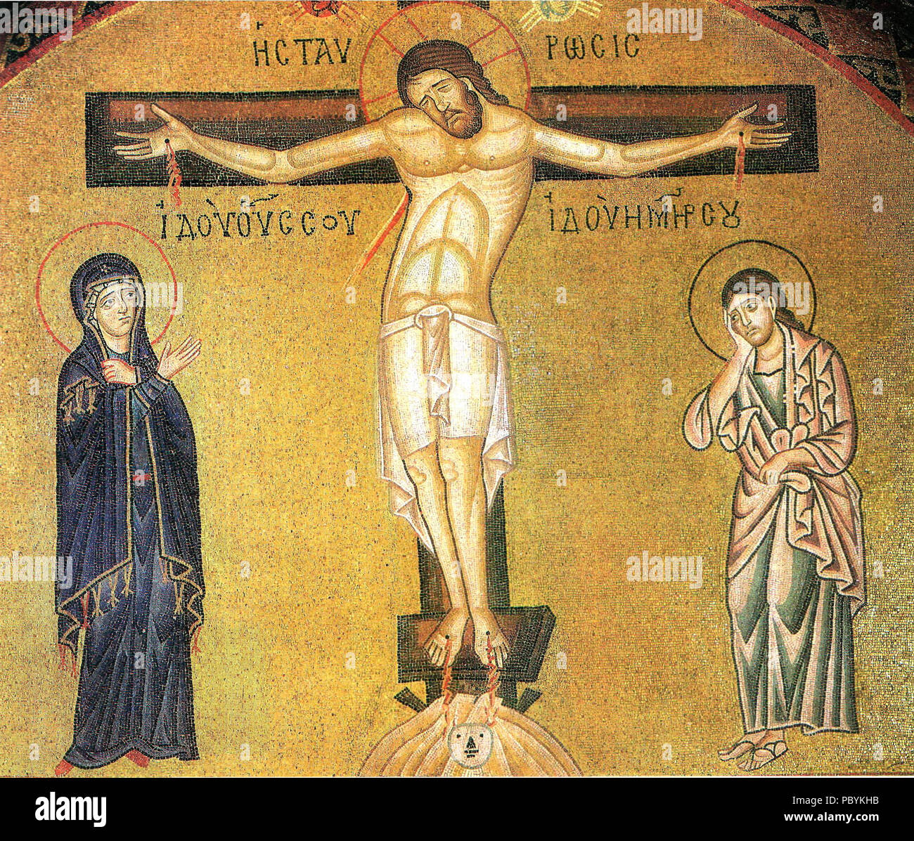 285 d'Hosios Loukas (narthex) - mur est, à gauche (Crucifixion) 04 Banque D'Images