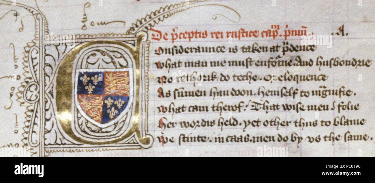 280 historiés-initial-coat-of-arms-humphrey-duc de Gloucester Banque D'Images