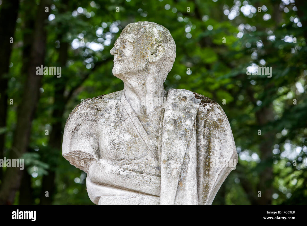 Démosthène, 384-322 avant J.-C., un homme d'État grec et orateur de l'Athènes antique, buste à douves Nordkirchen Palace, Allemagne Banque D'Images