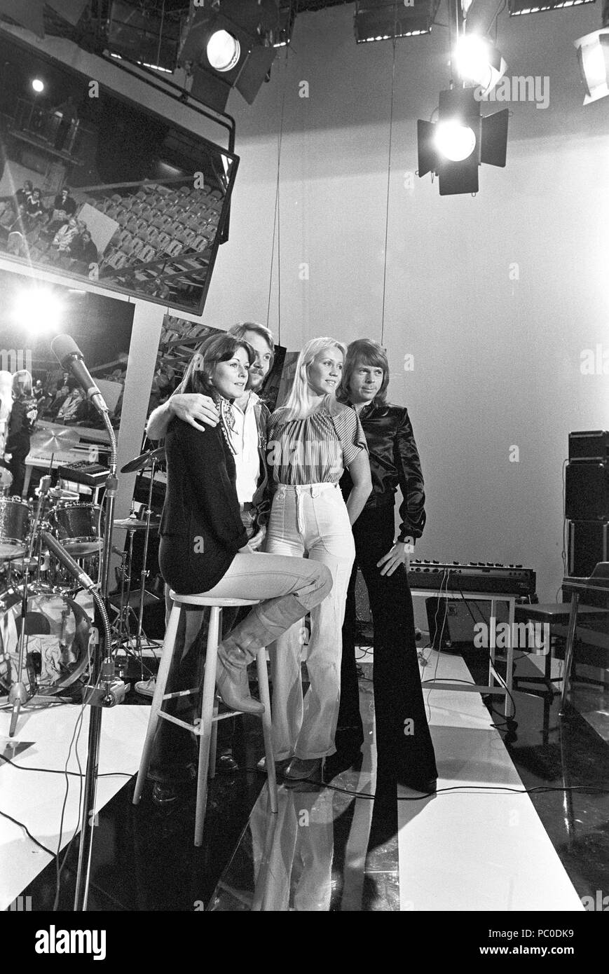 ABBA. Anni-Frid Lyngstad, Benny Andersson, Agnetha Fältskog Björn Ulvaeus et 1976. Photo : Kristoffersson/9-29 Banque D'Images