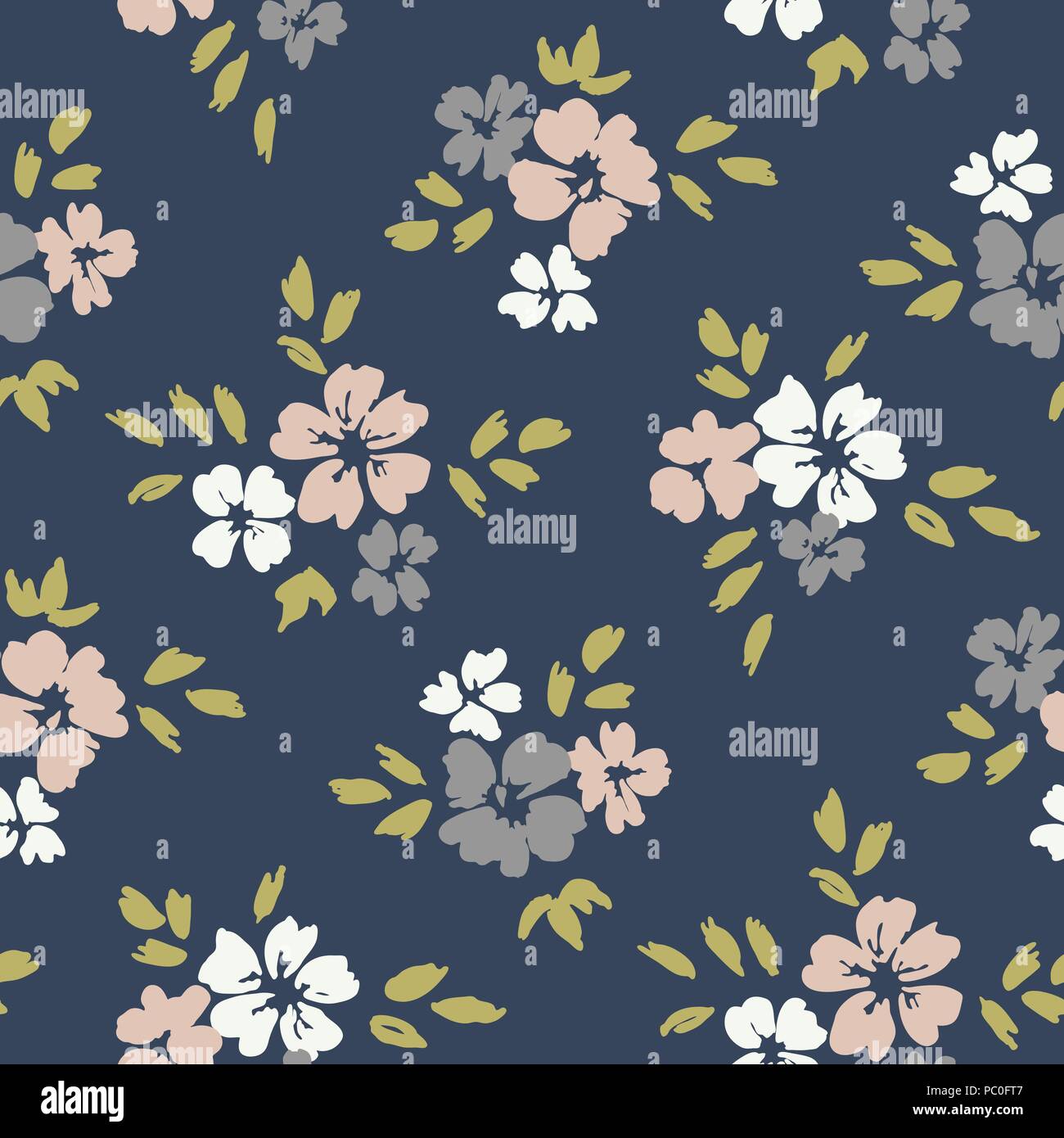 Grande échelle graphique audacieux vecteur floral seamless pattern. La main surdimensionnés simpliste des fleurs sur fond texturé gris foncé. Fleurs stylisées Illustration de Vecteur