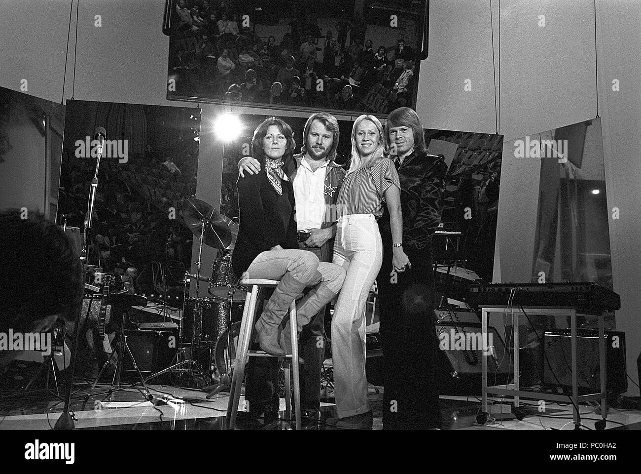 ABBA. Anni-Frid Lyngstad, Benny Andersson, Agnetha Fältskog et Björn Ulvaeus 1976 Banque D'Images