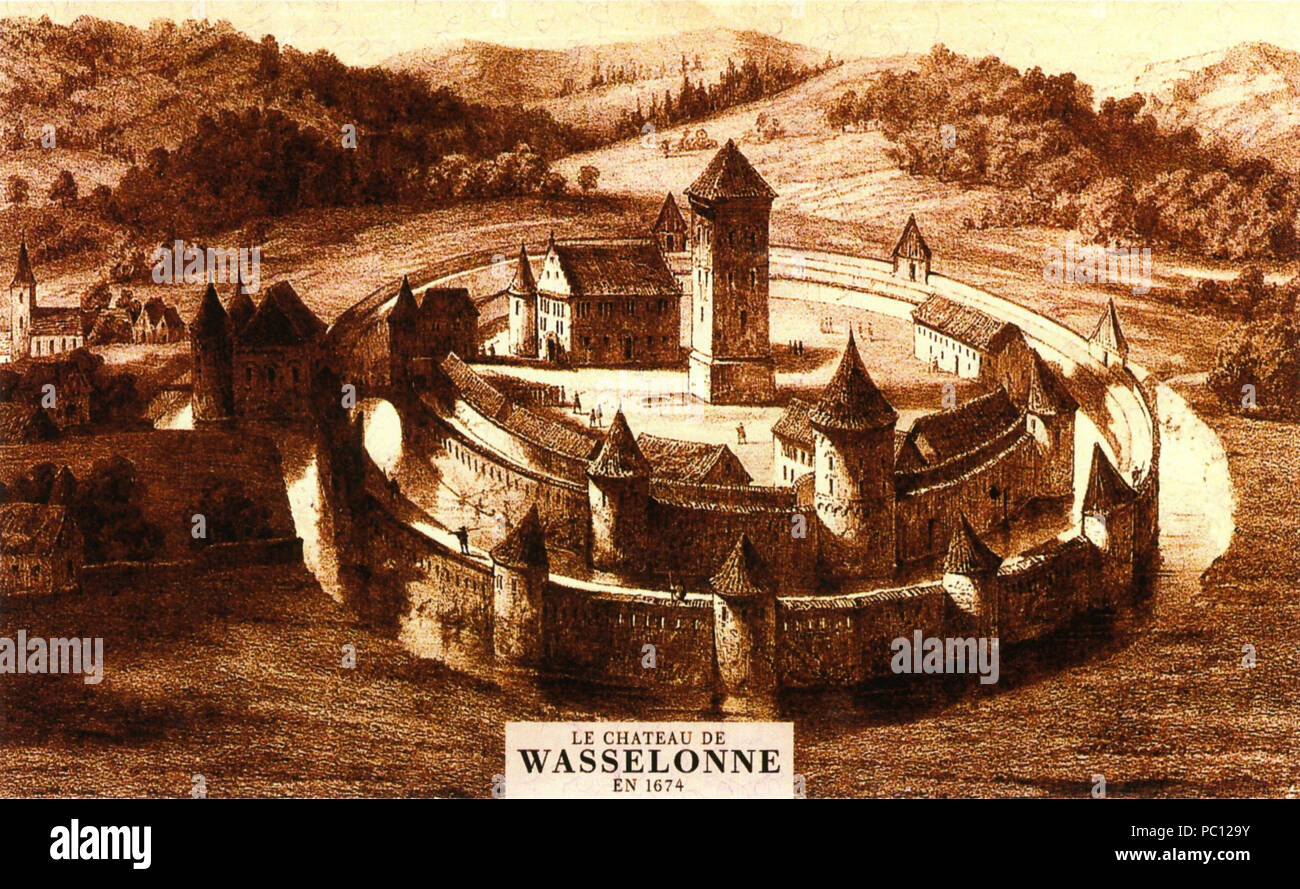 373 Litho chateau Wasselonne 1674 Banque D'Images