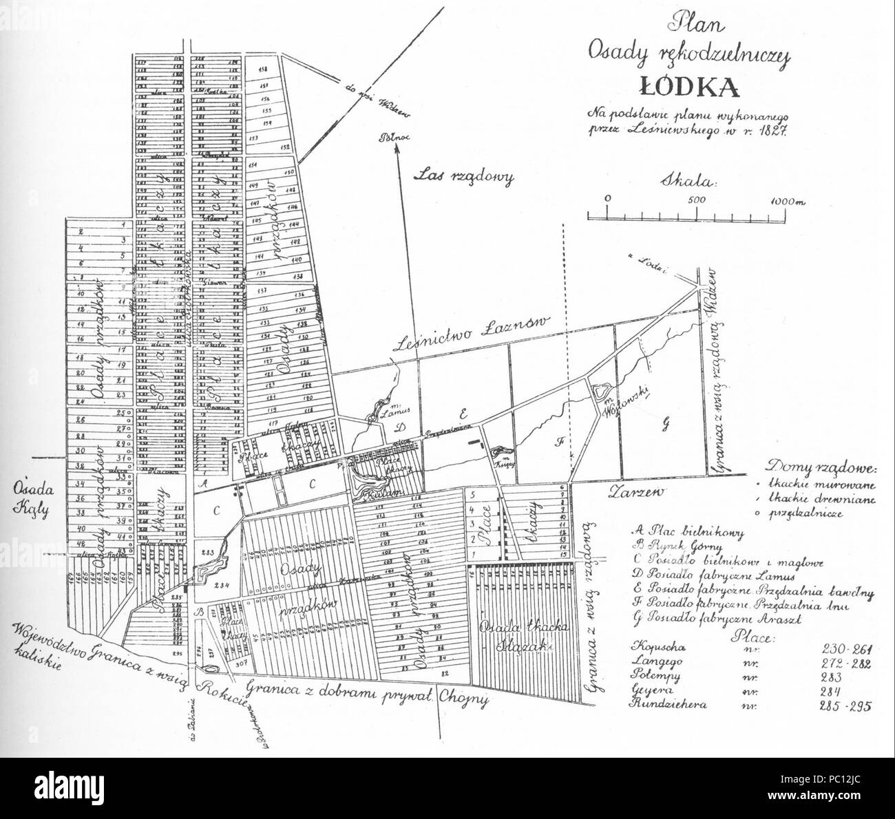 375 Lodz 1827 rekodzielniczej Plan Osady Lodka Banque D'Images