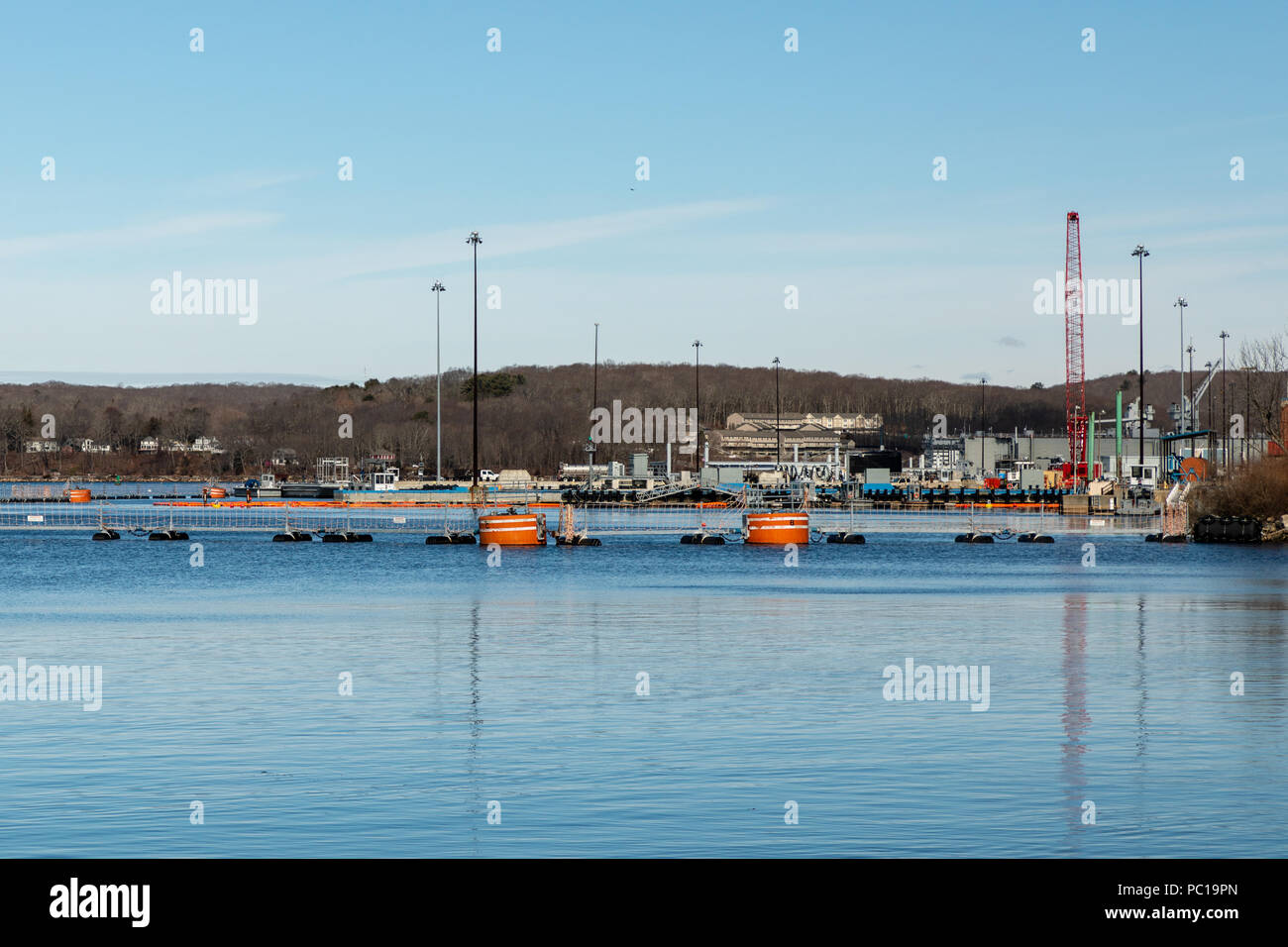 Base d'entraînement de la Marine de Groton, Ship Docks Banque D'Images