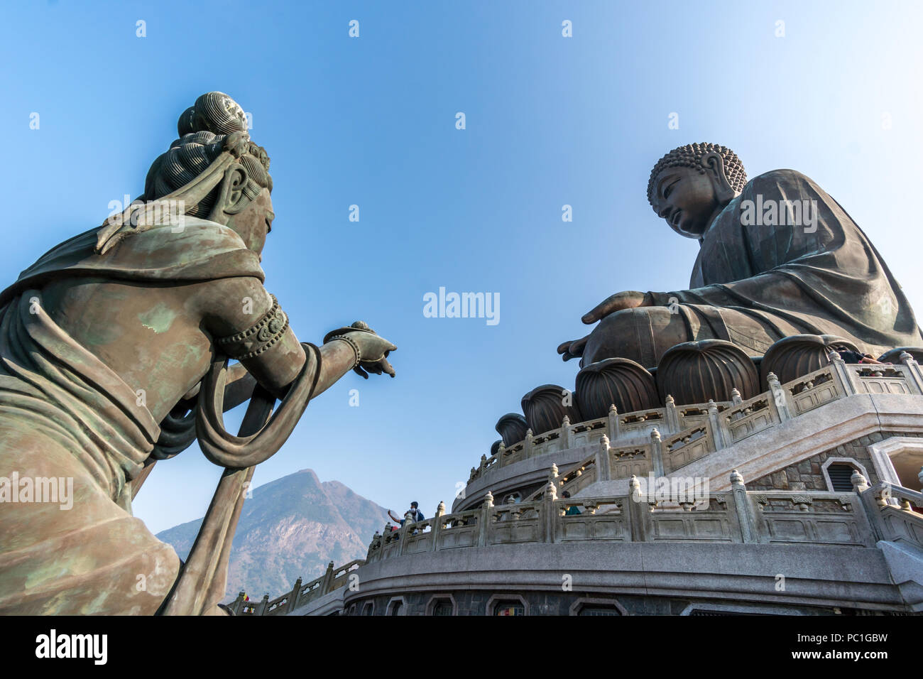 Bouddha géant/monastère Po Lin à Hong Kong, l'île de Lantau Banque D'Images