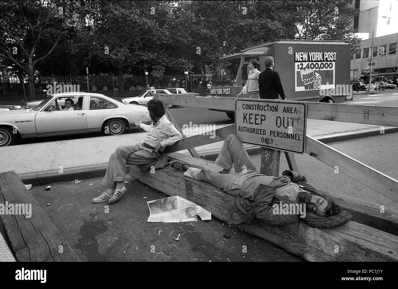 Les hommes sans-abri à Manhattan, NYC, 1982 Banque D'Images