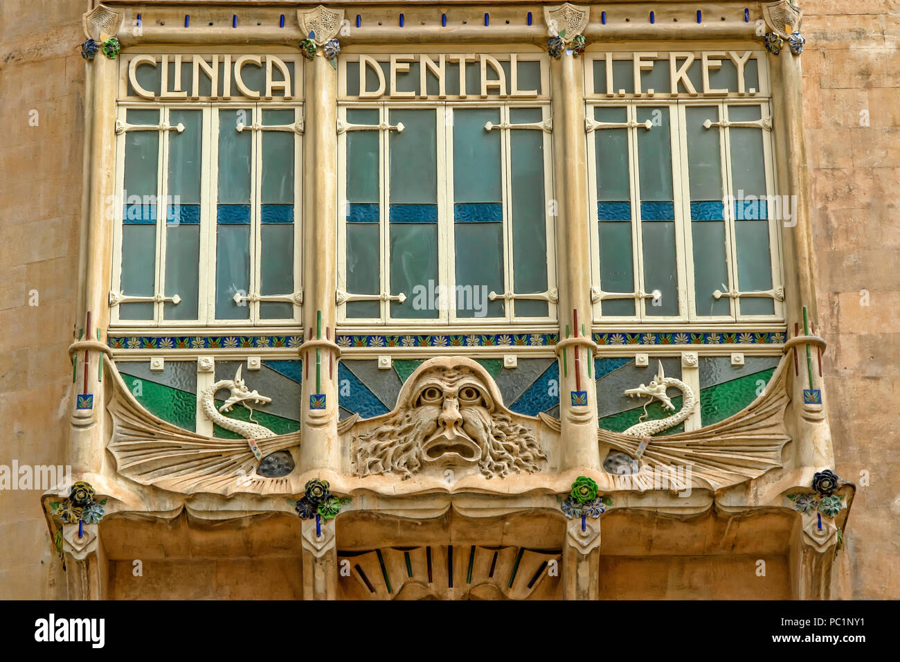 Façade dans la plaza del Marqués de Palmer, Palma de Mallorca Banque D'Images