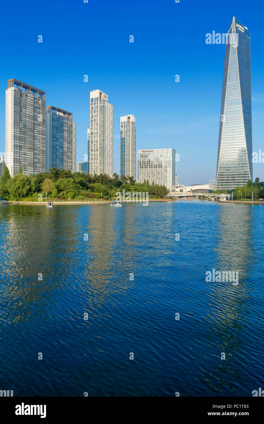 Songdo Central Park est un parc public dans le district de Songdo Incheon, Corée du Sud. Banque D'Images