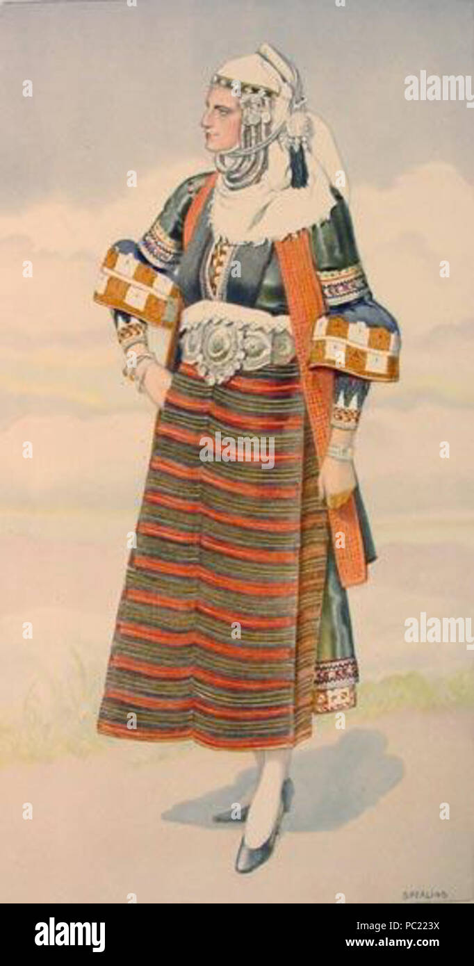 384 Macédoine costume grec Asvestochori Banque D'Images