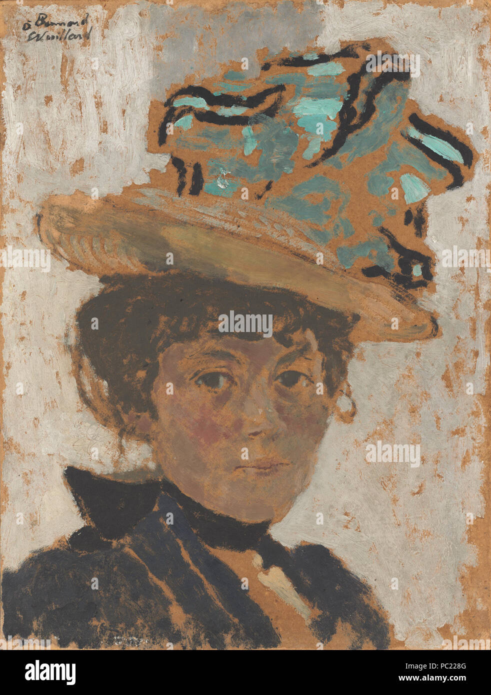 Peinture huile sur carton ; total : 41,7 x 31,9 cm (16 7/16 x 12 9/16 in.) : 63,5 x 53,3 encadré x 5,4 cm (25 x 21 x 2 1/8 in.) ; 385 Madame Bonnard A17635 Banque D'Images