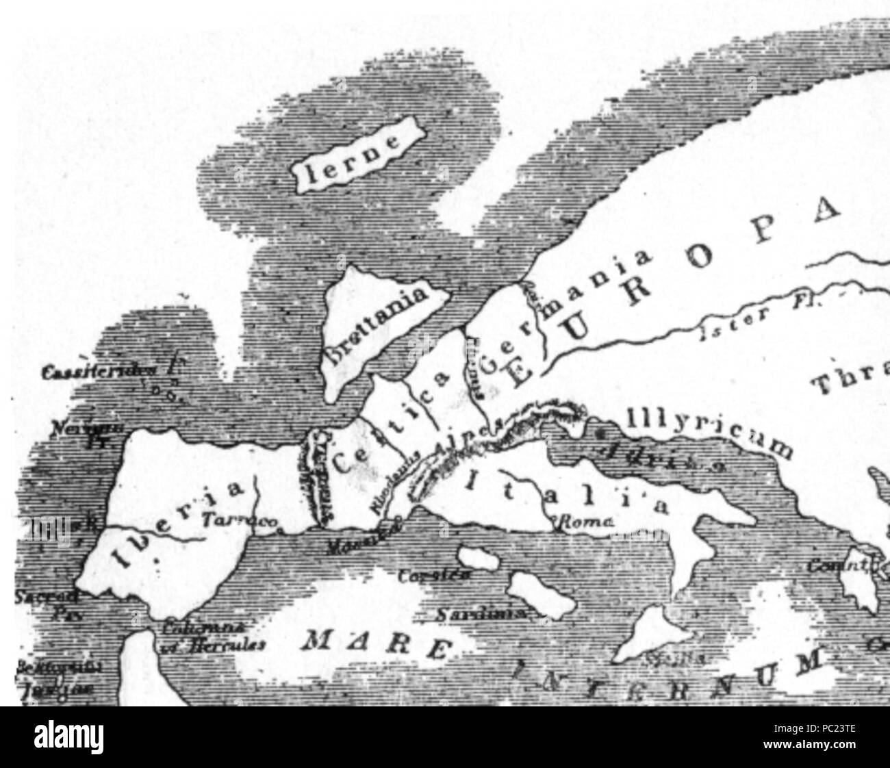 392 Carte de l'Europe selon Strabon Banque D'Images