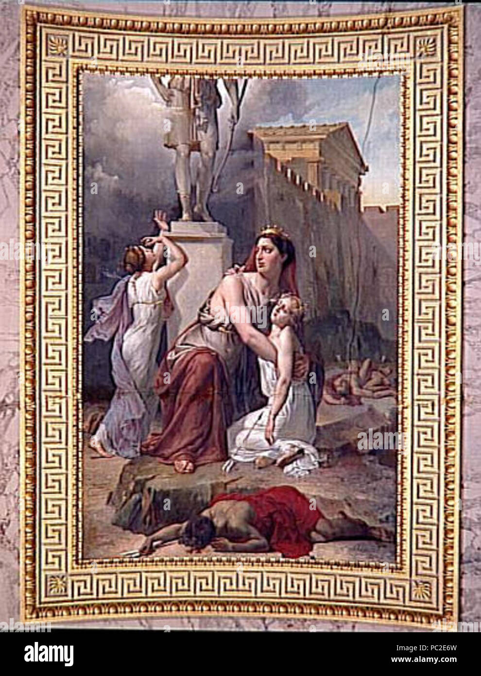 446 Niobé, ayant renversé les autels de Diane, est punie par Diane et Apollon Banque D'Images