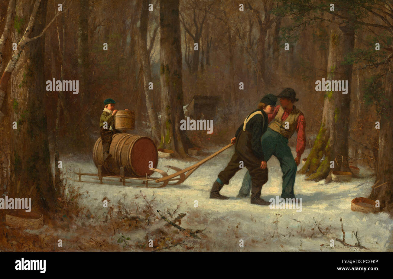 Peinture huile sur carton ; total : 48,9 x 75,2 cm (19 1/4 x 29 5/8 in.) Encadré : 77,2 x 103,8 x 7,6 cm (30 3/8 x 40 7/8 x 3 in.) ; 456 en route pour le Camp A12644 Banque D'Images