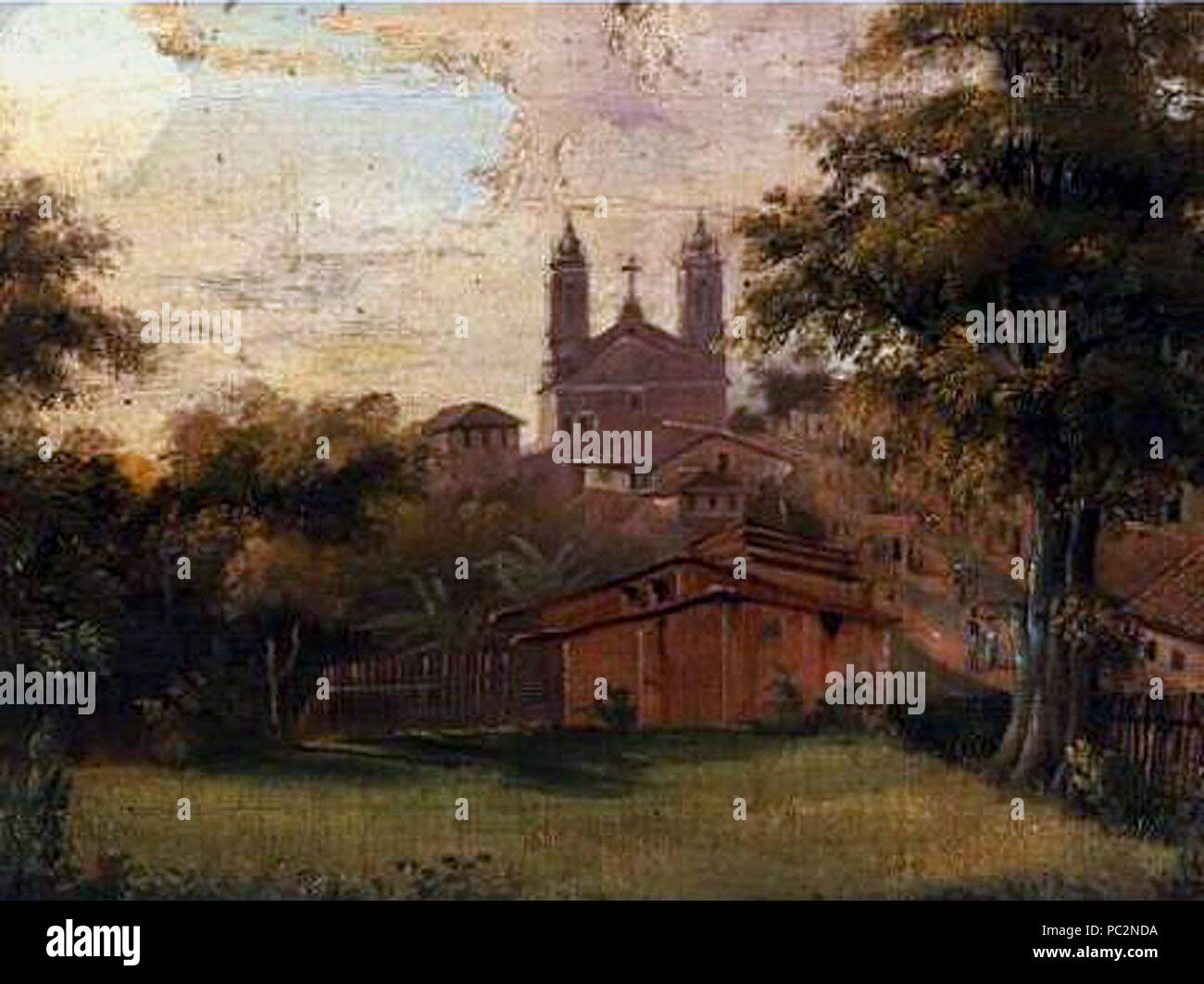 Abraham Louis Buvelot - Vue de l'église de Santa Fede. Banque D'Images