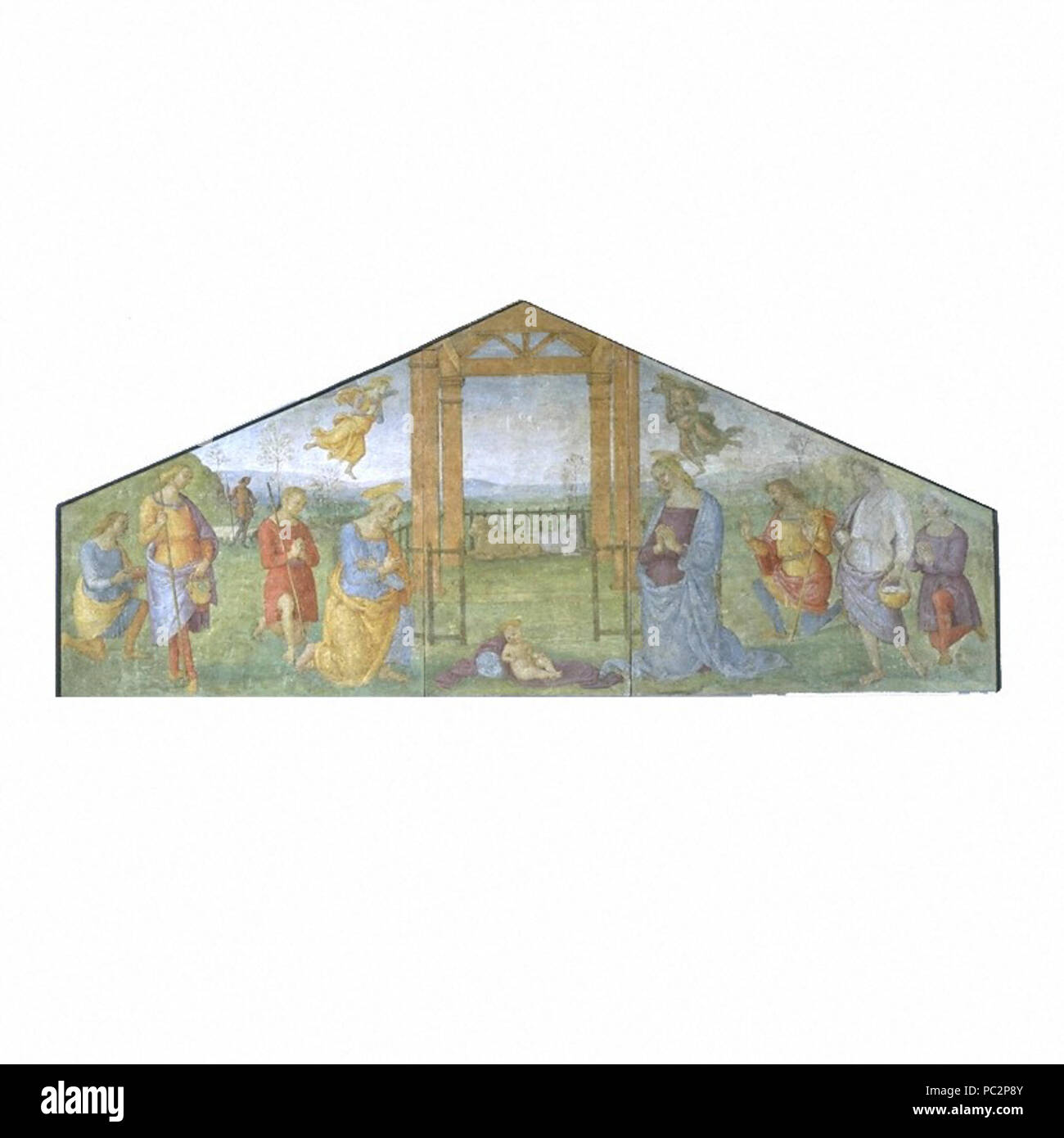 484 Pietro Perugino - la nativité, la Vierge, saint Joseph et les Bergers adorant l'enfant Christ Banque D'Images