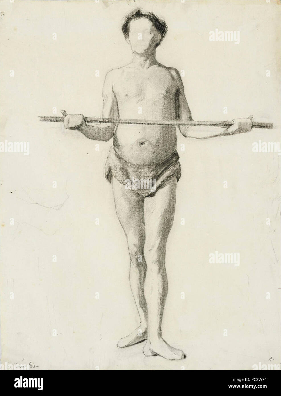 Homme nu académique, janvier 1886 (Marie Krøyer). Banque D'Images