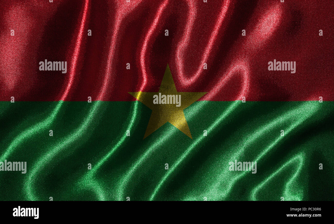 Burkina Faso - Tissu drapeau drapeau du Burkina Faso Pays, arrière-plan et de fond d'Waving Flag par le textile. Banque D'Images