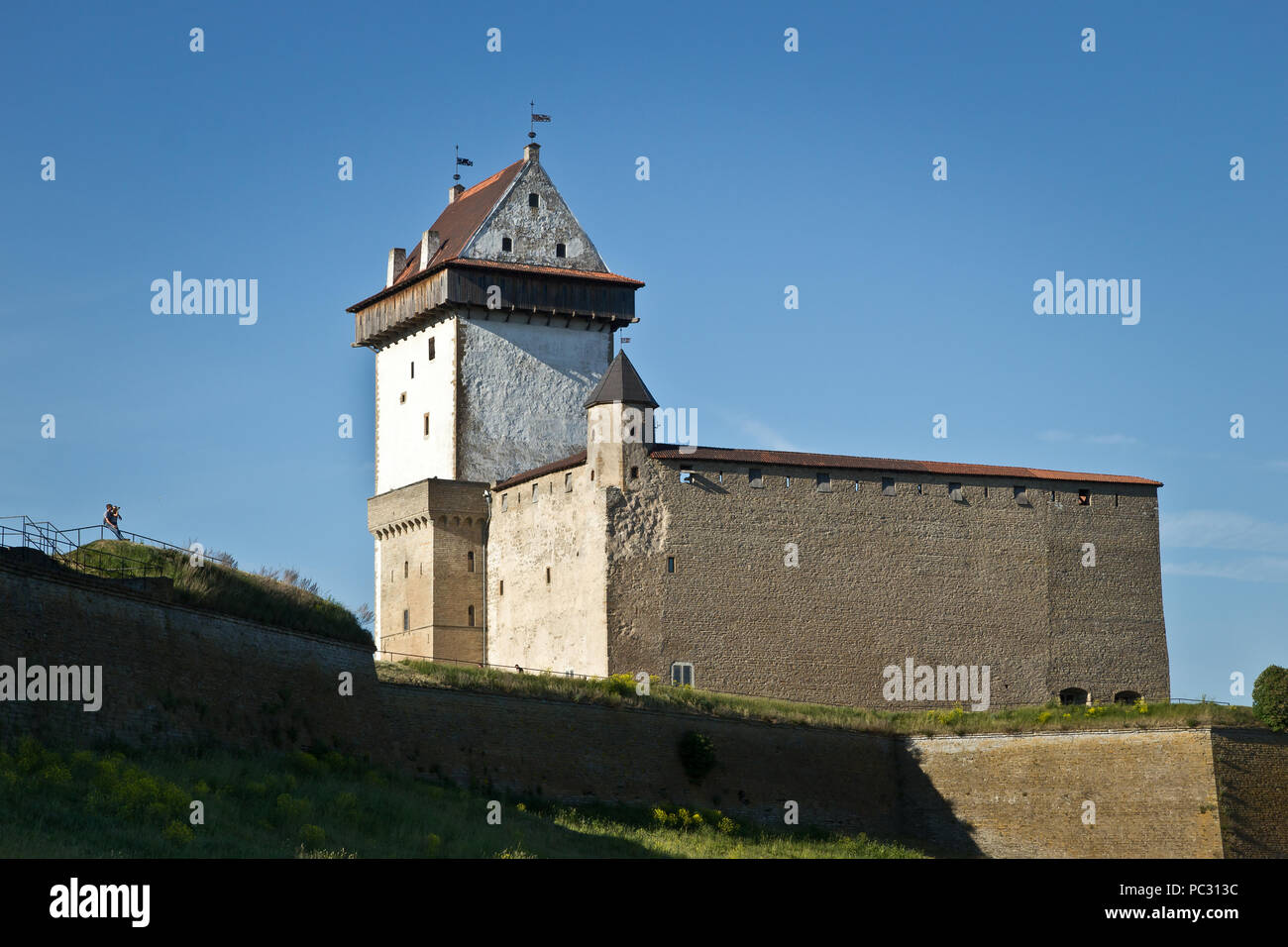 Château médiéval de Narva, frontière estonienne avec la Russie Banque D'Images