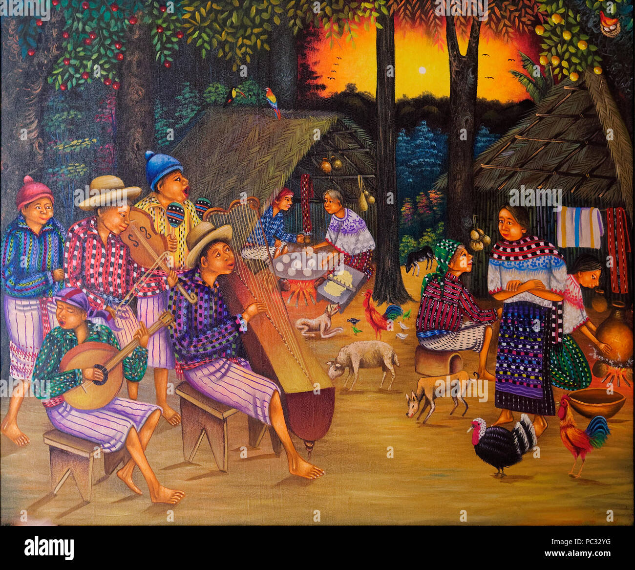 Peinture- d'art indigène, les indiens d'Amérique du Sud, Pérou Banque D'Images