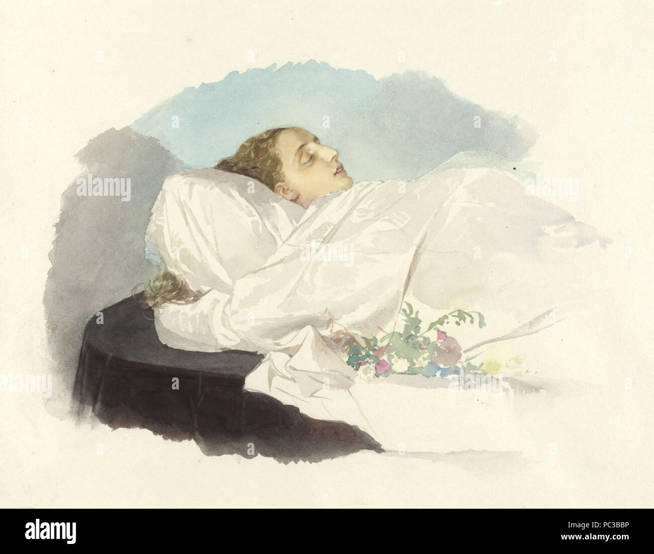 502 La princesse Maria Annunciata de Bourbon-Two Siciles sur son lit de mort Banque D'Images