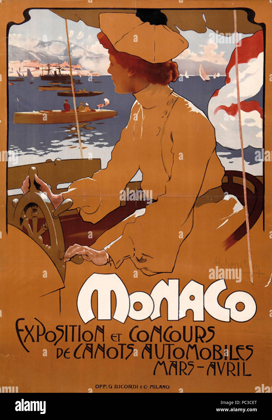 Adolf Hohenstein - Monaco Exposition et concours de canots automobiles - 1900. Banque D'Images