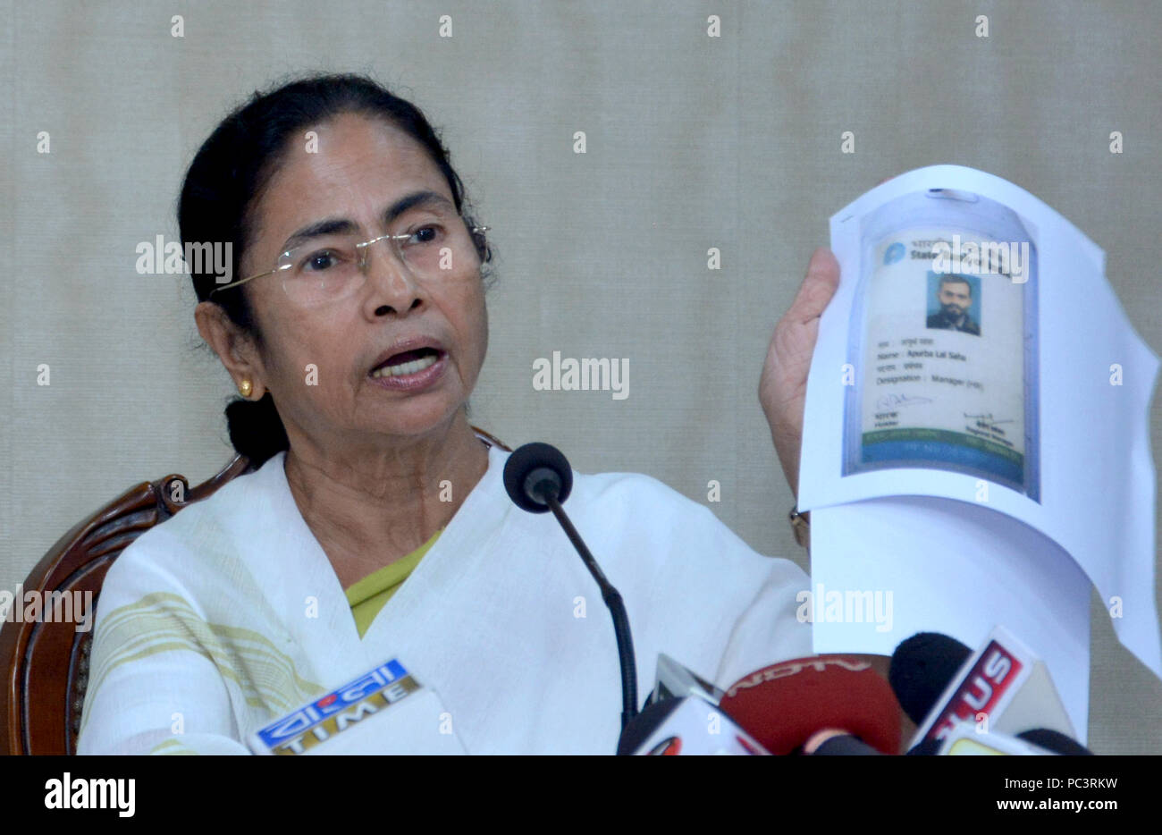 Howrah, Inde. 30 juillet, 2018. Le Ministre en chef du Bengale occidental Mamata Banerjee une conférence de presse sur le dernier Registre National des citoyen ou projet de RCN de l'Assam publié aujourd'hui. Credit : Saikat Paul/Pacific Press/Alamy Live News Banque D'Images