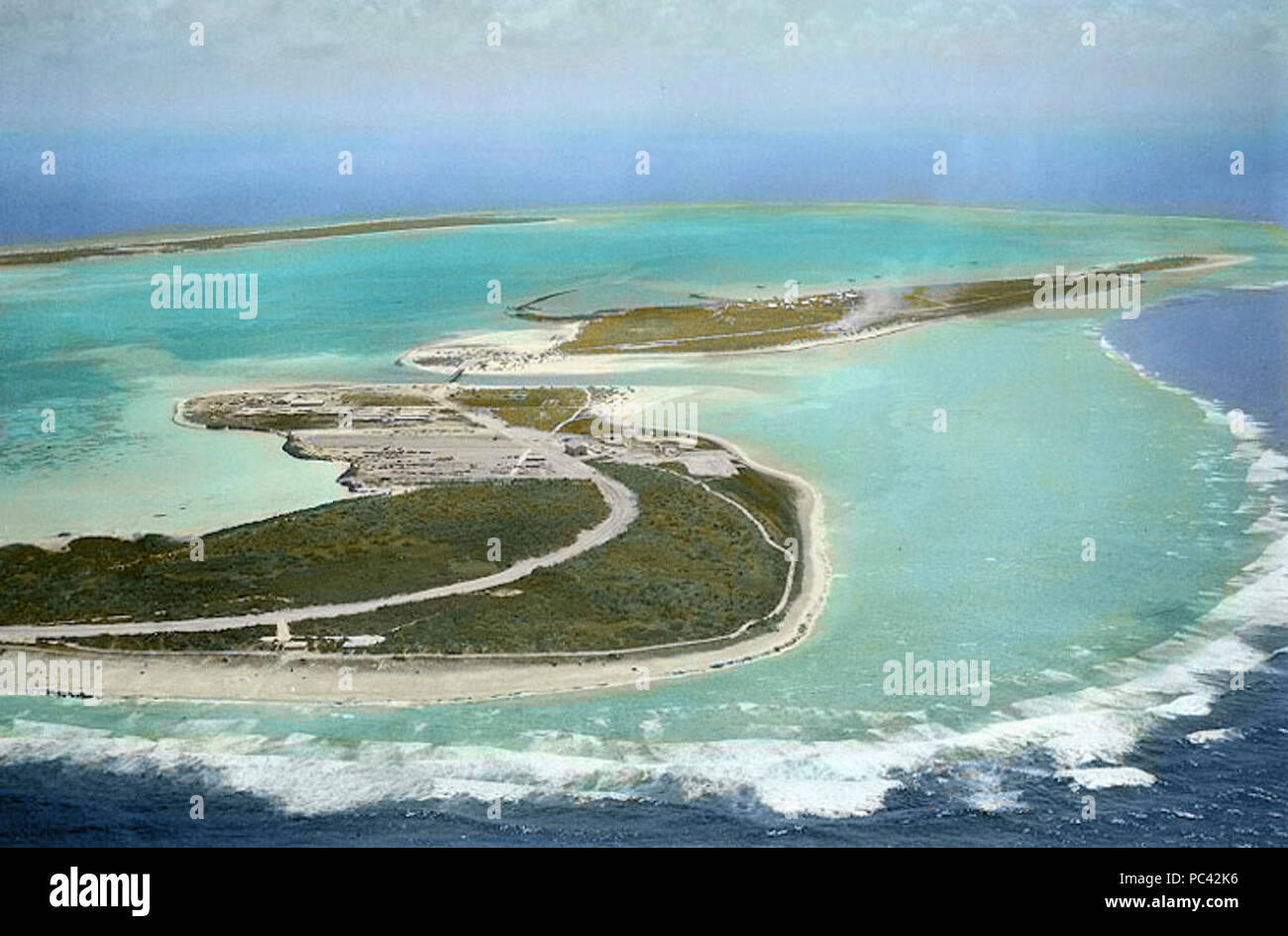 Photo aérienne de l'île de Wake, le 25 mai 1941. Banque D'Images