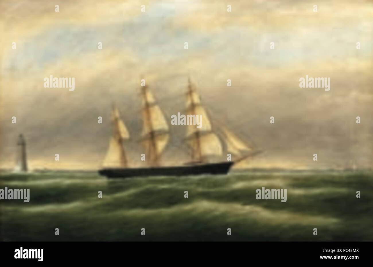 555 Passage de navires Minots Ledge Light Le Port de Boston byClementDrew Banque D'Images