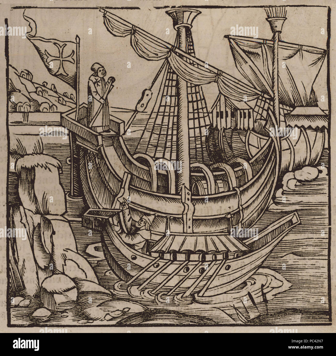 555 navires de la Chevaliers Hospitaliers de Rhodes - Johannes Adelphus - 1513 Banque D'Images