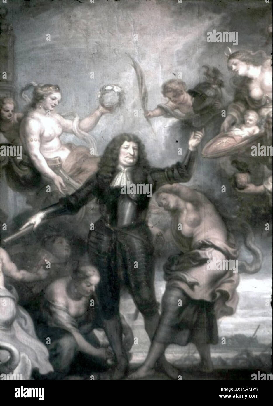 603 Theodor van THULDEN (1606-1669), Allegorie auf die Erwerbung Magdeburgs, Gemälde im Stadtschloss Potsdam (Marmorsaal), Ausschnitt Der Große Kurfürst Banque D'Images