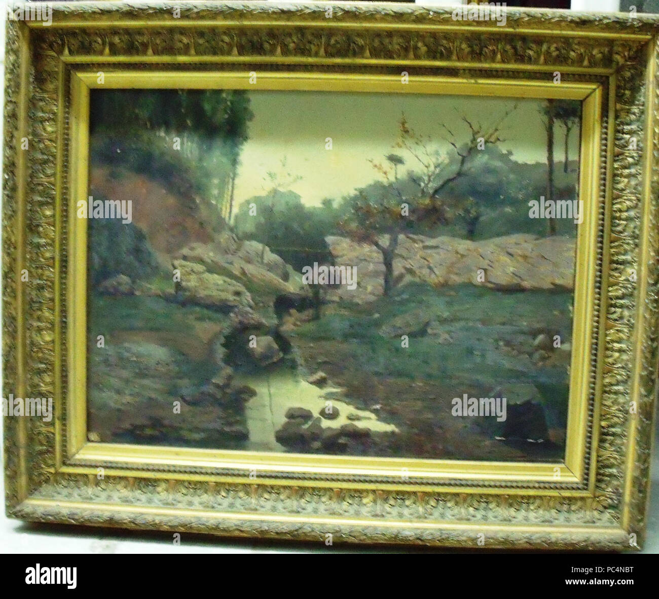 88 BMVB - Ernest Soler de les cas - Paisatge amb riu - 1250 Banque D'Images