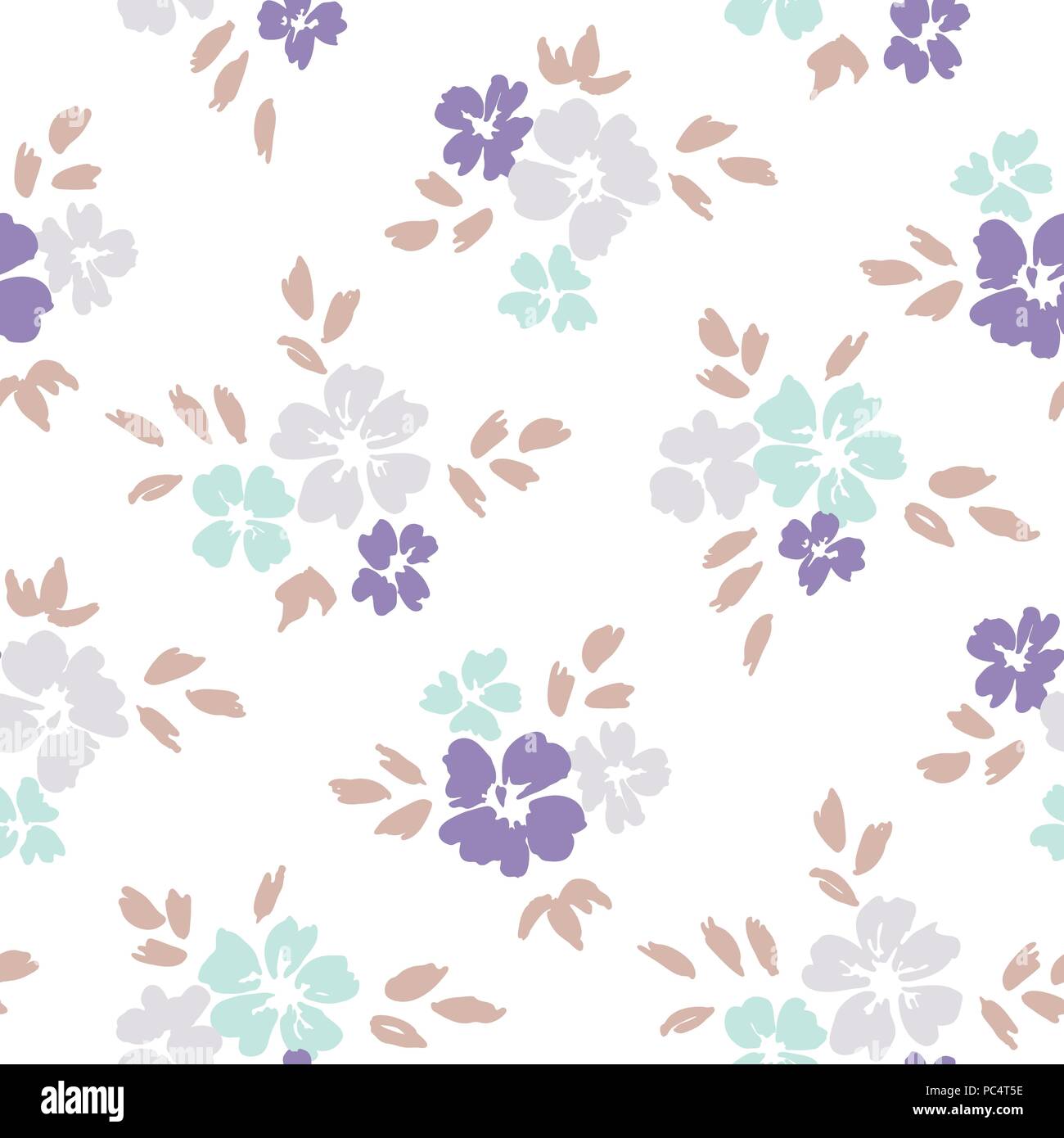 Grande échelle graphique pastel vecteur floral seamless pattern. La main surdimensionnés simpliste fleurs pastel sur fond blanc. Fleurs stylisées Illustration de Vecteur
