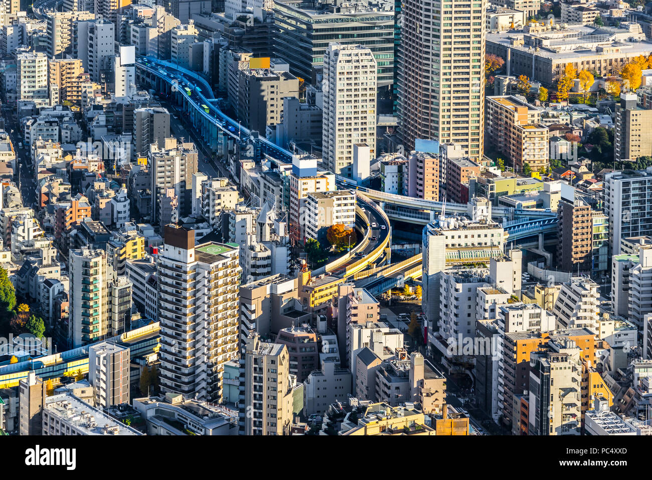 Concept d'affaires de l'Asie de l'immobilier et de la construction - Vue panoramique sur les toits de la ville moderne vue aérienne de l'œil de l'oiseau d'Odaiba Tokyo Metropolitan E Banque D'Images