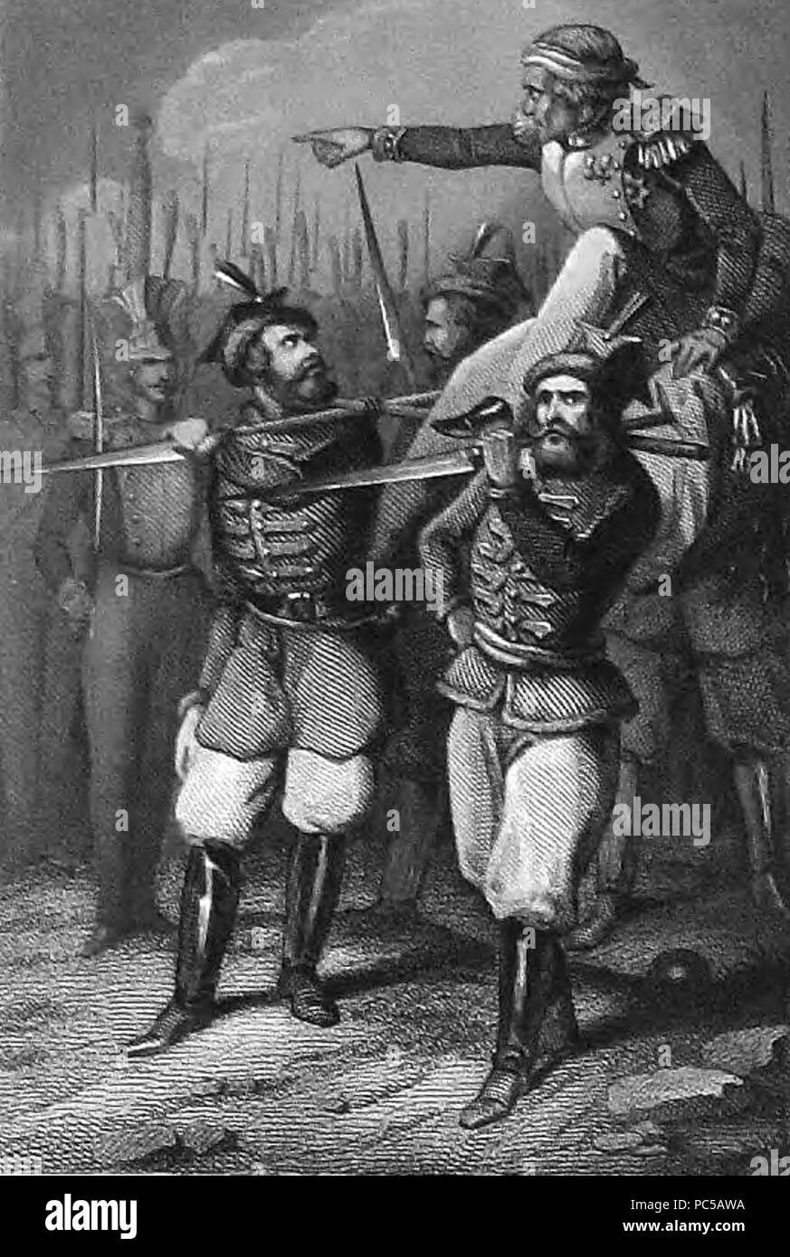 654 Général Chłopicki blessé est déposé à la bataille de Banque D'Images