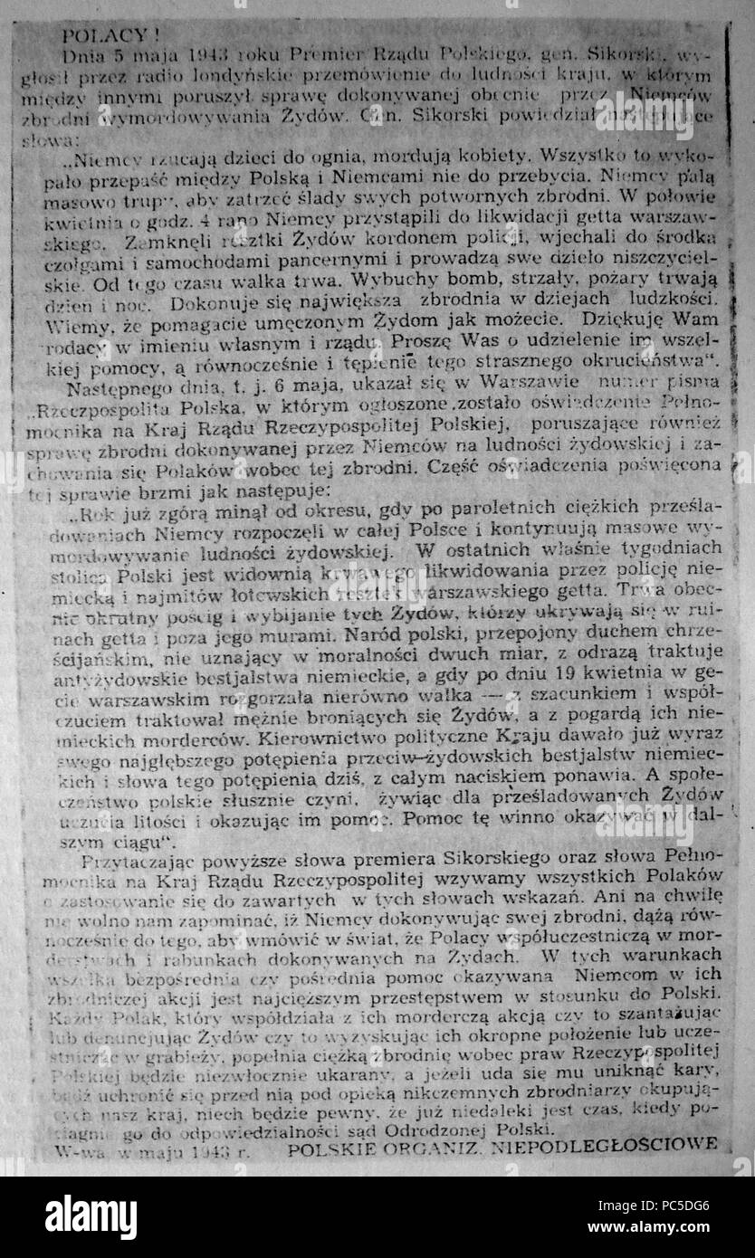 665 Żegota ulotka Polacy Banque D'Images