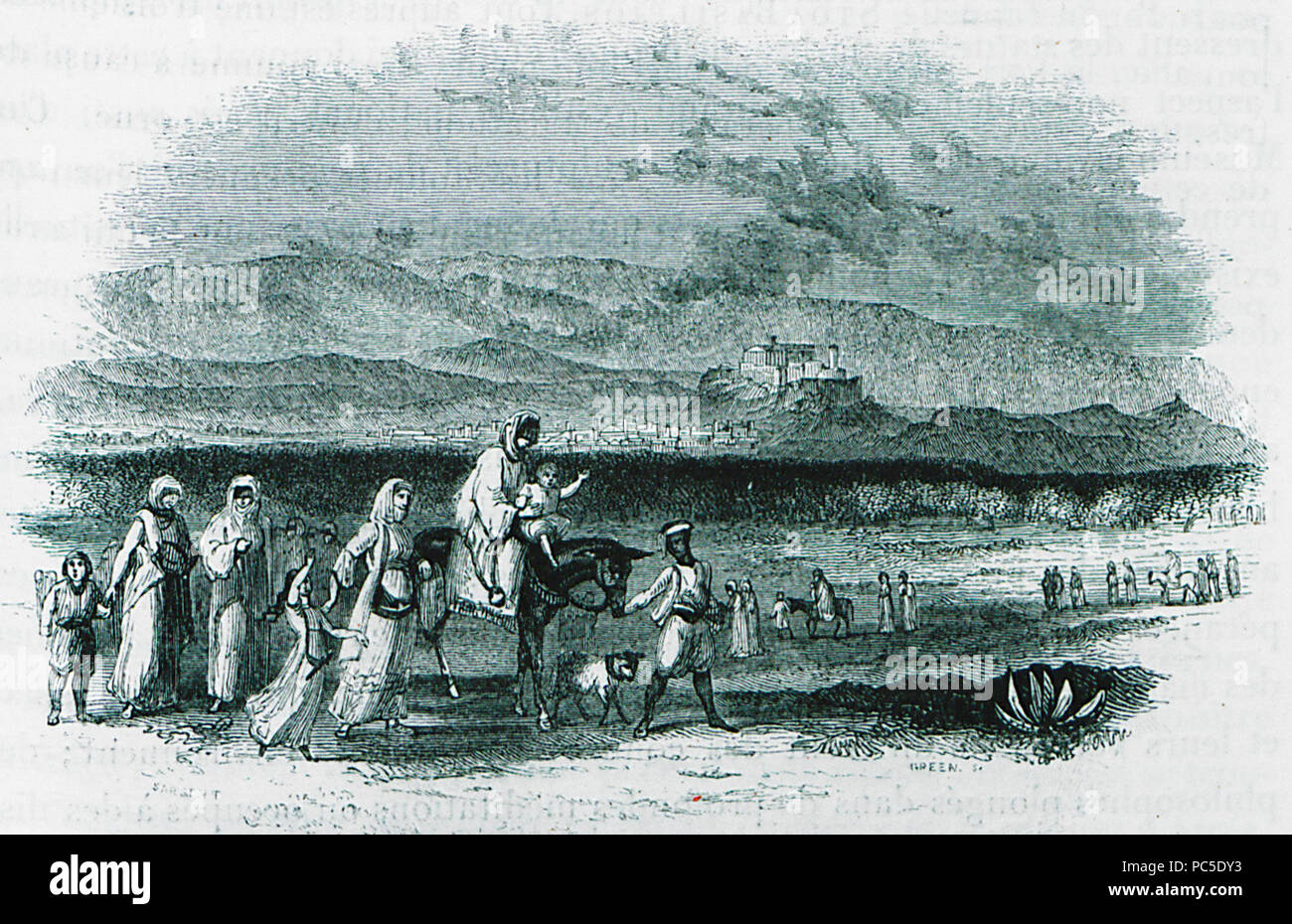 666 Καραβάνι γυναικών αναχωρεί από την Αθήνα - Christopher Wordsworth - 1841 Banque D'Images