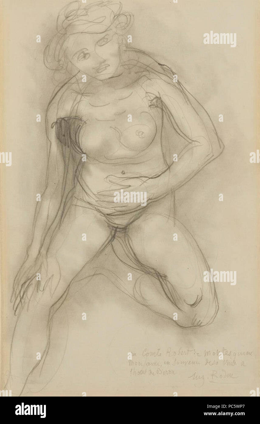 11 Auguste Rodin - Mujer desnuda sentada de frente, con una pierna collecte Banque D'Images
