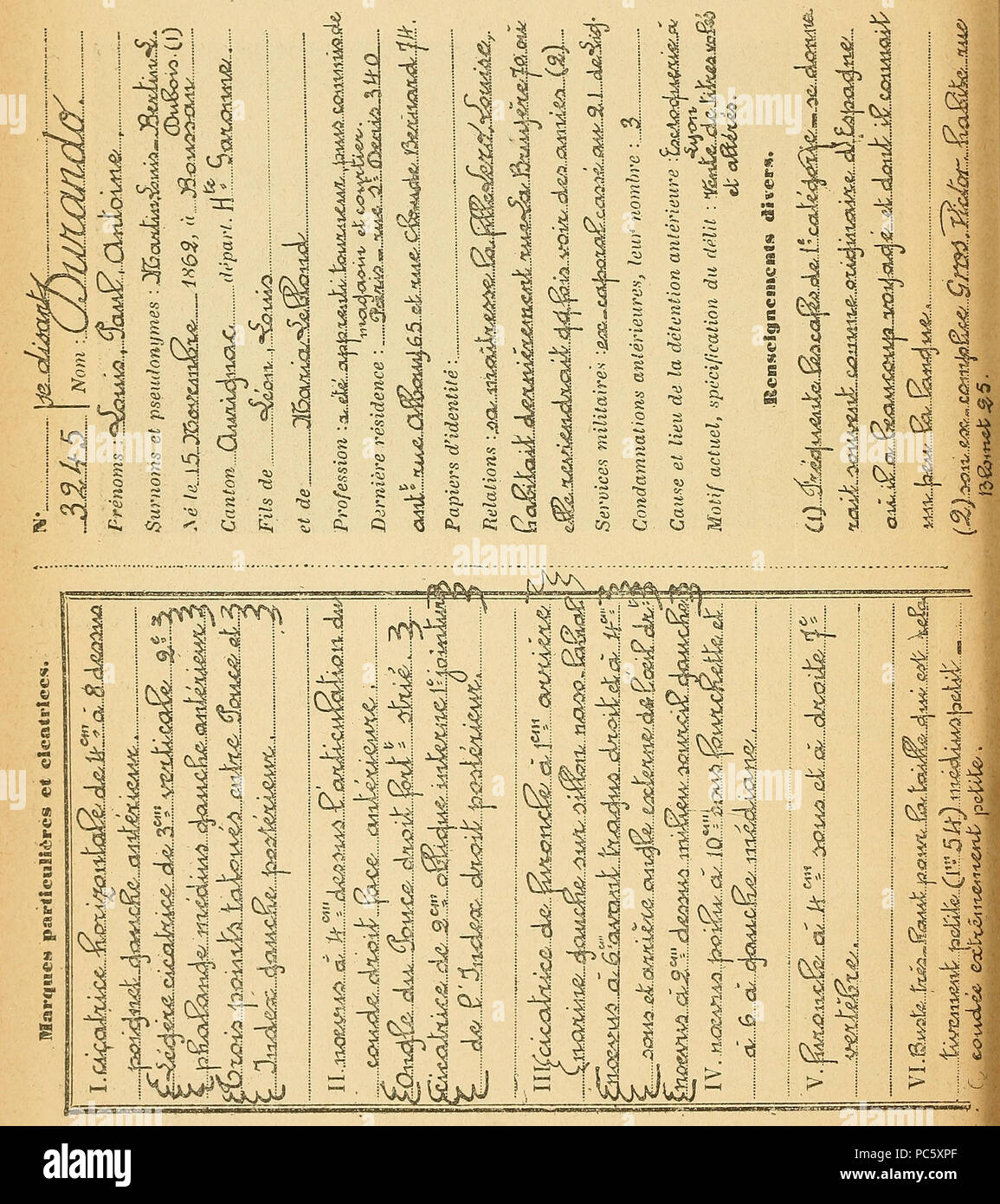 14 Bertillon - Identification anthropométrique (1893) 368 Banque D'Images