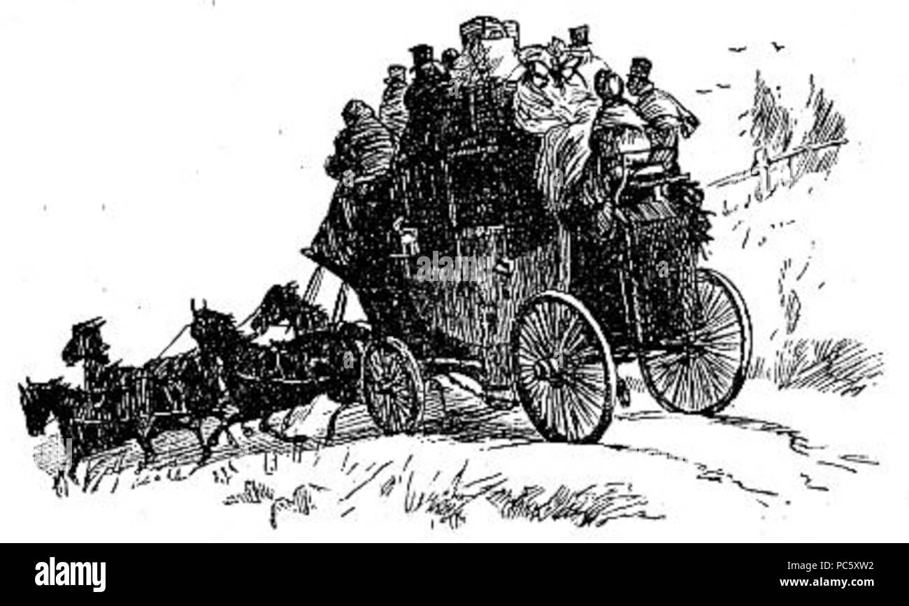 15 Noir et Blanc Dessin Stagecoach Banque D'Images
