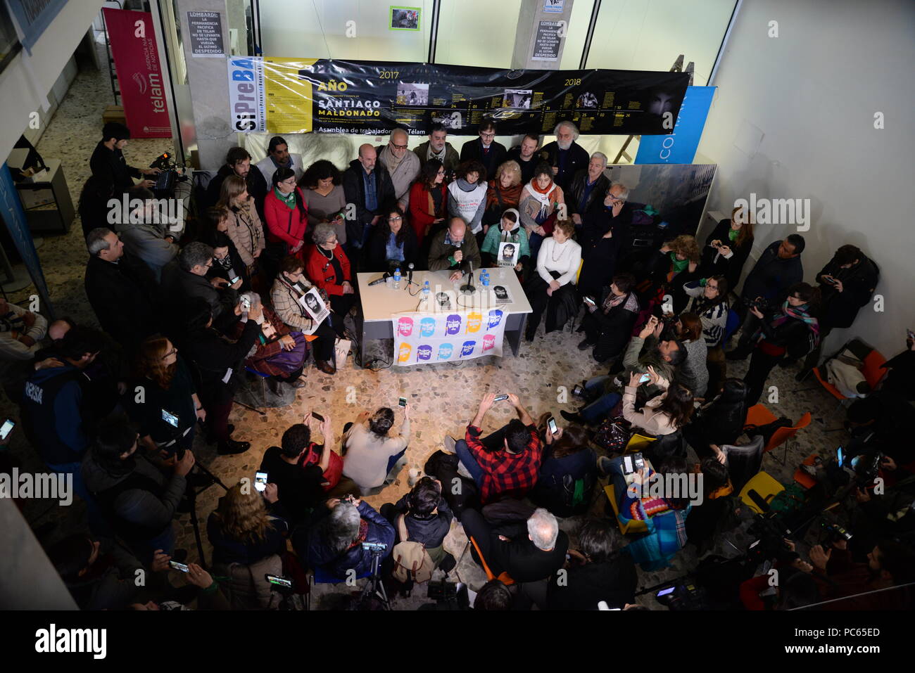 INT. WorldNews. 31 juillet, 2018. 31 juillet 2018, ville de Buenos Aires, Argentine.- SERGIO MALDONADO, le frère de Maldonado Santiago, à la conférence de presse à l'année de la disparition de Santiago le 1 août 2017. La conférence de presse est à l'agence de presse nationale (Telam) qui sont encore en pause en raison de la destitution de 357 employés. Credit : Julieta Ferrario/ZUMA/Alamy Fil Live News Banque D'Images