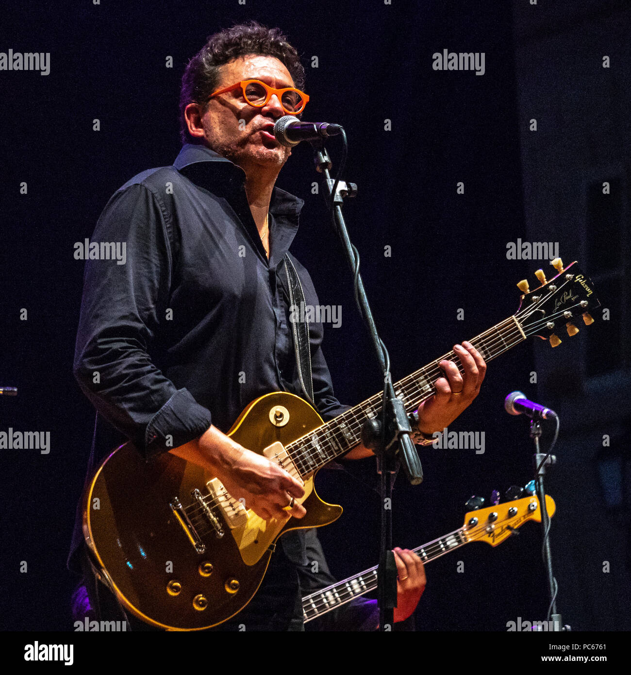 Trieste, Italie, 31 juillet 2018. Sponza Mike en concert présente son nouvel album "fabriqué dans les années 60' dans un air libre, concert gratuit à la piazza Verdi de Trieste. Photo par Enrique Shore Crédit : Enrique Shore/Alamy Live News Banque D'Images