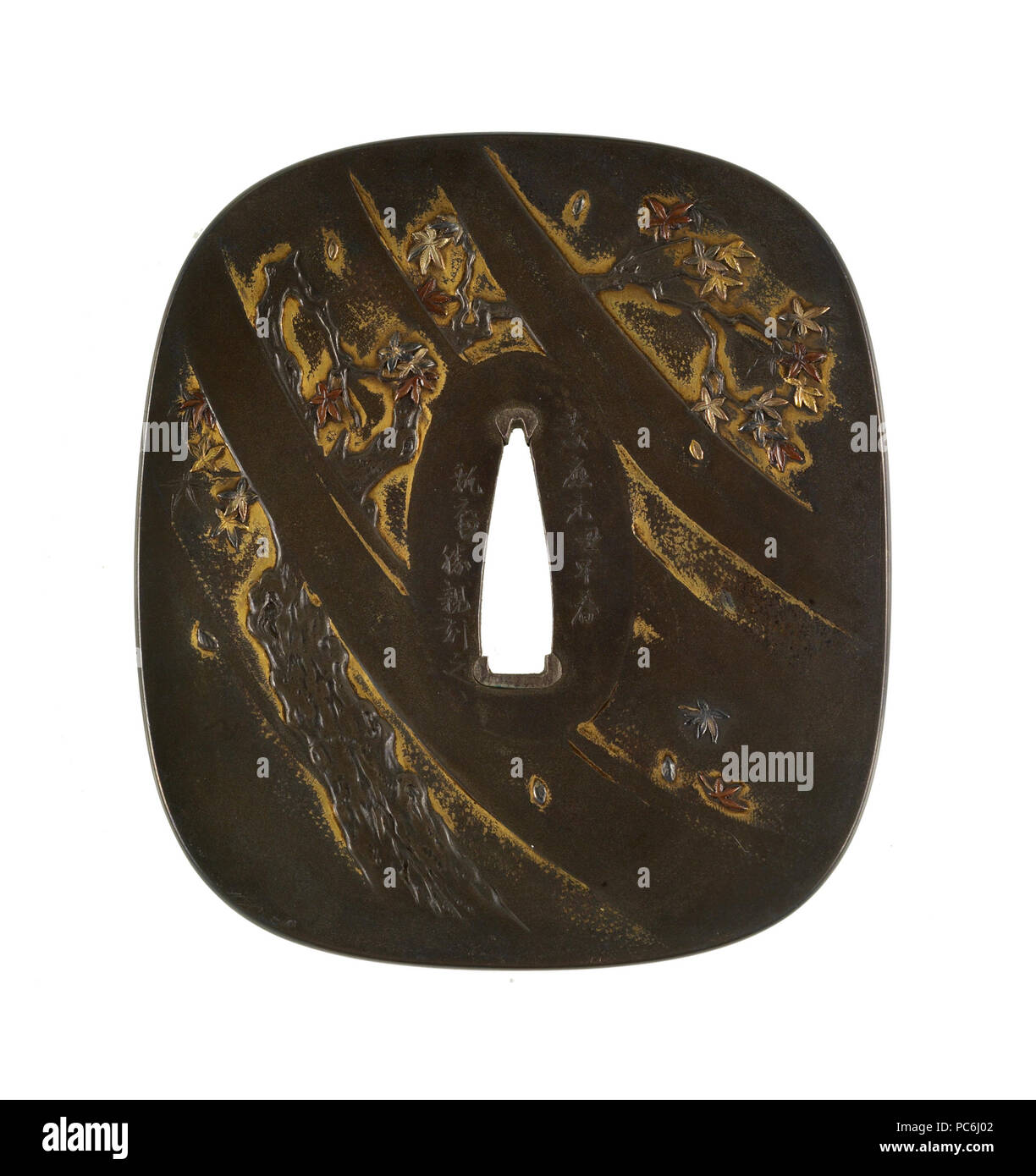 54 Koizumi Katsuchika - Tsuba avec le samouraï Watanabe pas Tsuna - Walters 51110 - Retour Banque D'Images