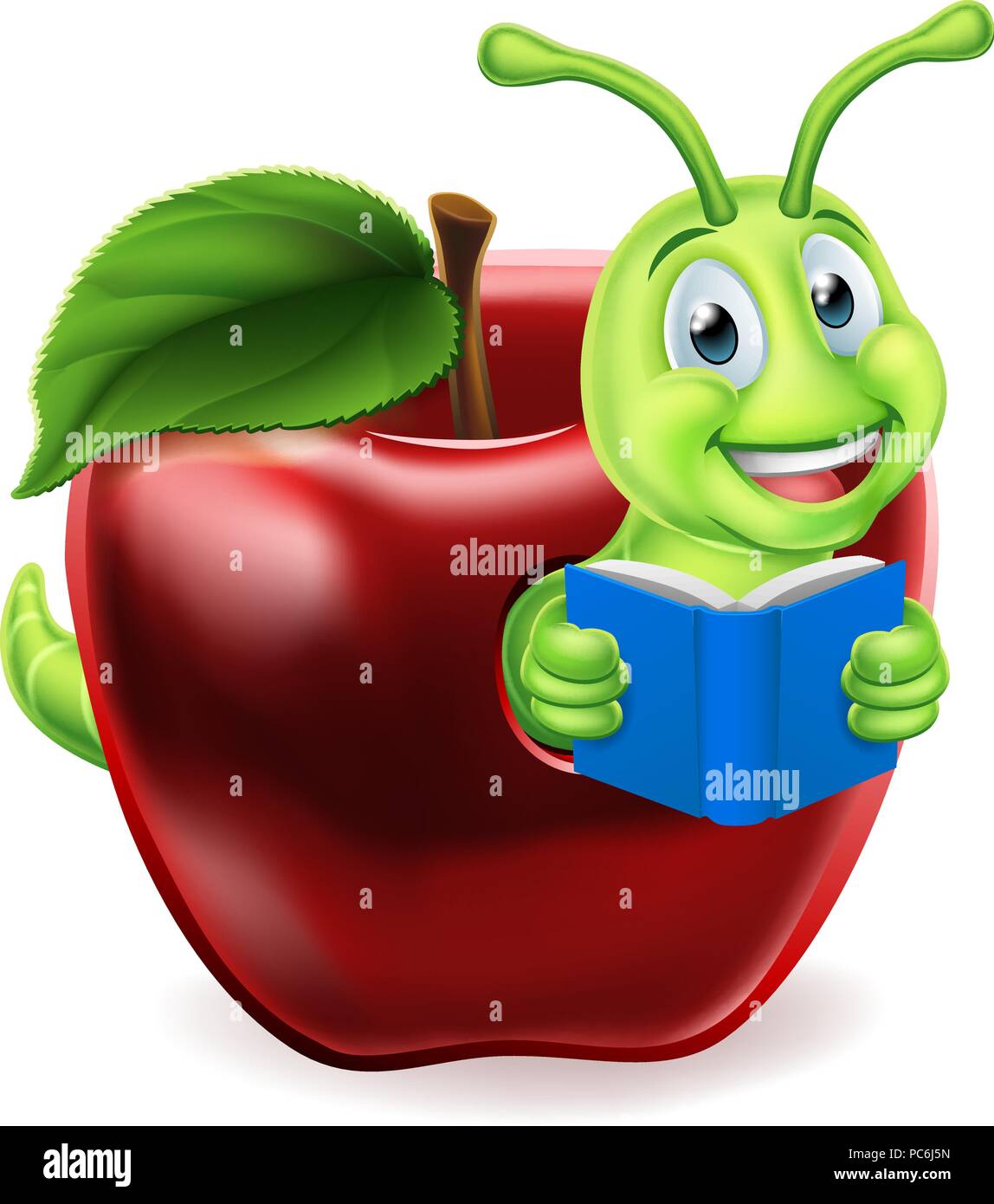 Cartoon Apple Ver de livre Illustration de Vecteur