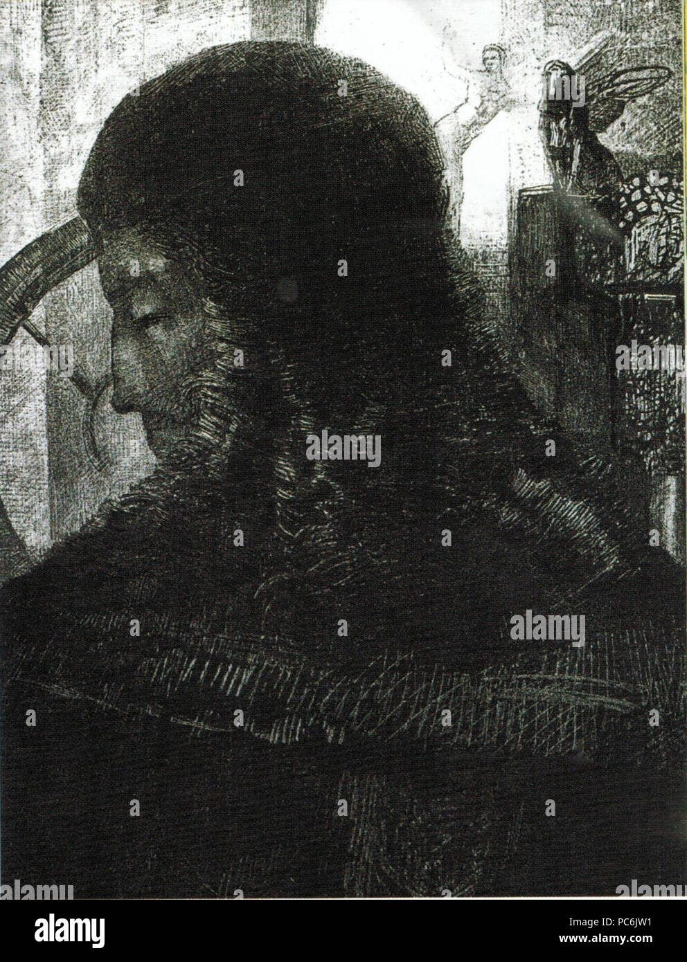 67 Odilon Redon - Old Knight 1896, lithographie Banque D'Images