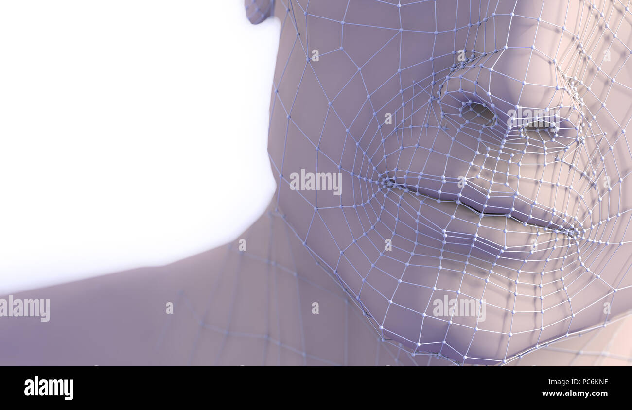 3d illustration de la chirurgie plastique. Maillage et de lignes dans la peau et de la procédure pour éliminer les rides. Anti-âge, traitement médical esthétique Banque D'Images