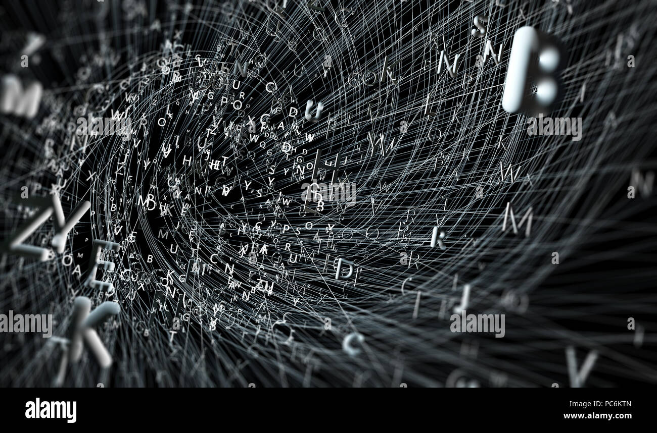 3d illustration.Concept de la création littéraire et la littérature.Le pouvoir des mots et de la langue Banque D'Images