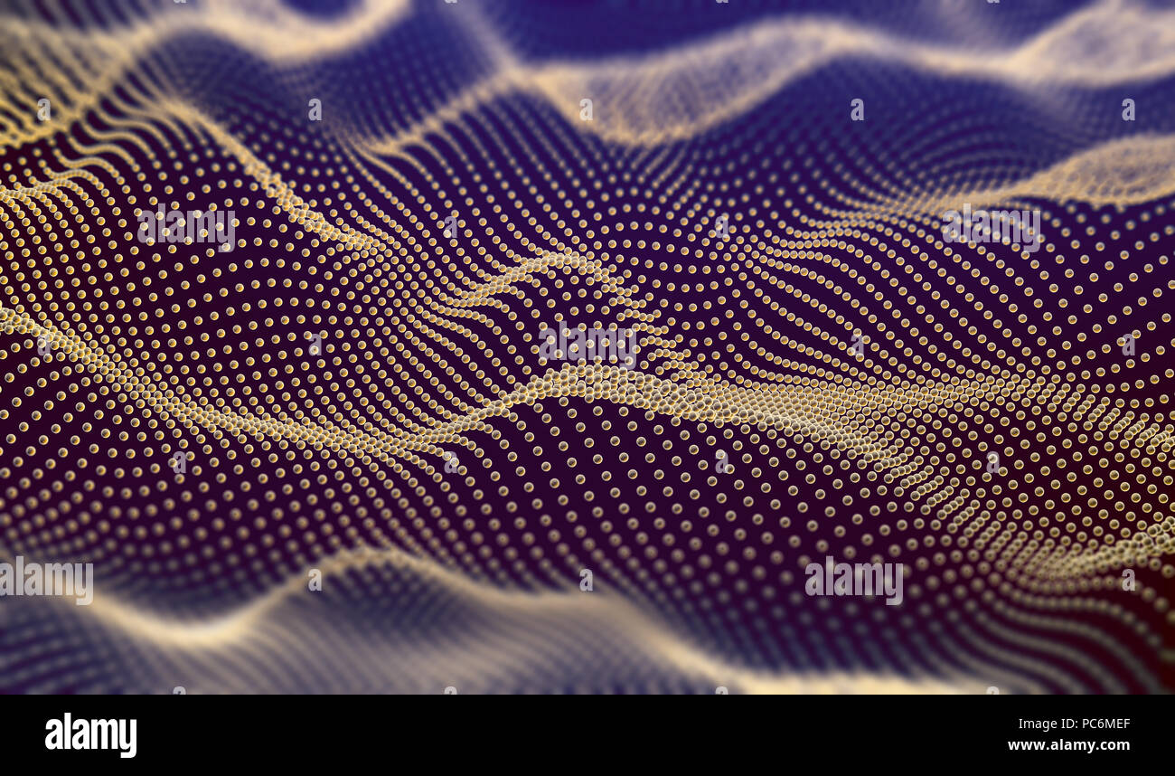 La science et technologie concept.Points et les vagues.Résumé de la structure de la maille et background.3d illustration. Banque D'Images