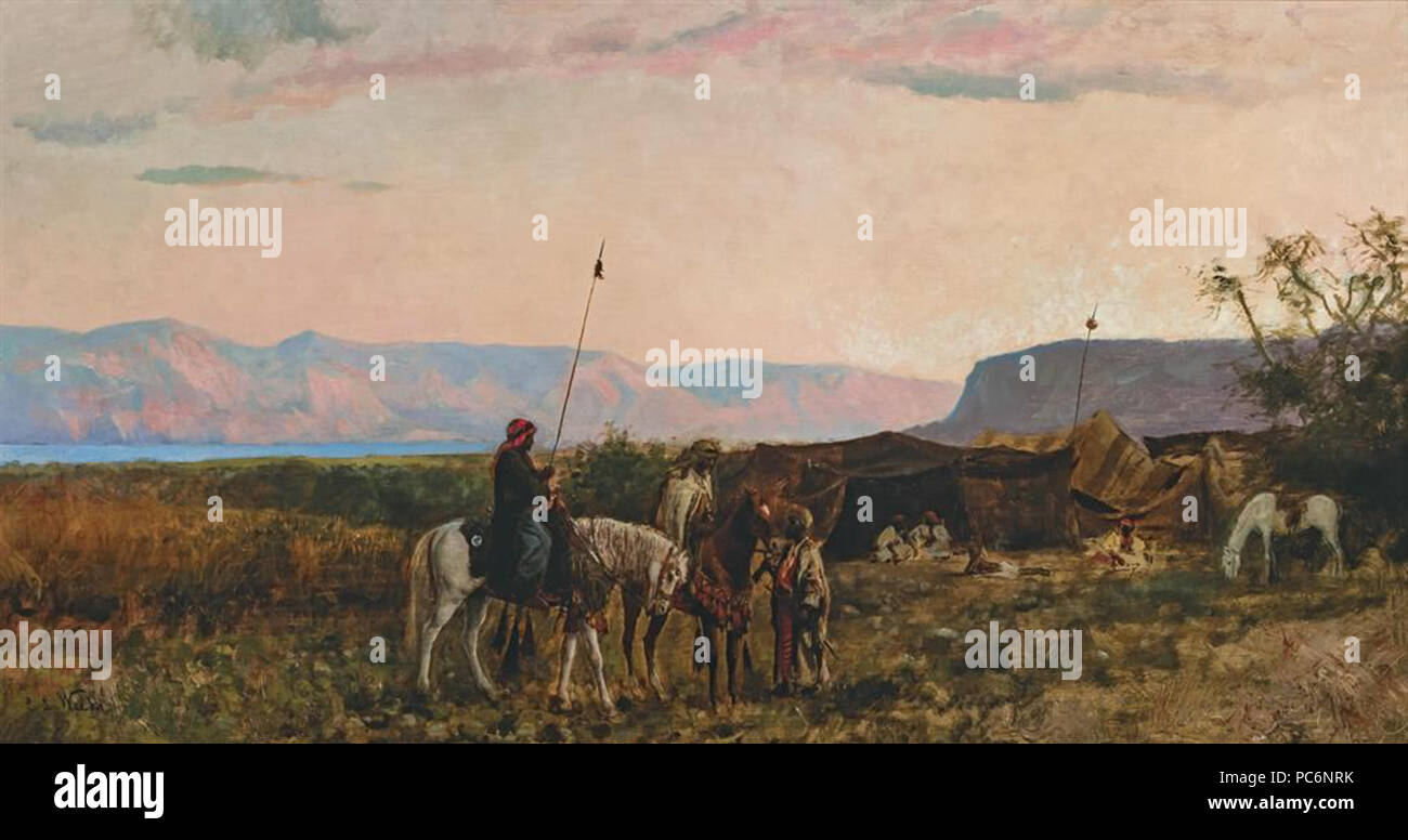 Un Bedaween «93 Campement près de la Mer Morte' par Edwin Semaines Banque D'Images